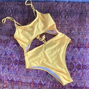 Yellow one piece bikini NWOT size small